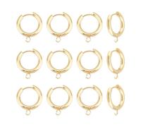 UNICRAFTALE 12Pcs 20mm Long Real 24K Gold Plated 304 Stainless Steel Golden Huggie Hoop Earring Findings Open Earring Hoops with Loops and Earrings Pins 1mm for Earrings Jewelry Making