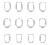 UNICRAFTALE 12Pcs 3 Size Stainless Steel Huggie Hoop Earrings Oval Endless Hoop Earrings Huggie Earring Sleepers Sleeper Piercing Earring Set for Women Gifts