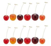 UNICRAFTALE 12Pcs 6 Styles Cherry Dangle Earrings for Women Golden 3D Red Cherry Tassel Earrings Cute Drop Earring Sweet and Lovely Fruit Earring Jewelry Gift for Women