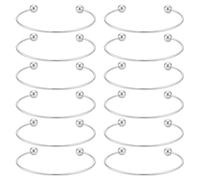 UNICRAFTALE 12Pcs Adjustable Wire Blank Bracelet Stainless Steel Torque Bangles Cuff Bangles with Soldered Round Beads Blank Bracelet for Crafting Jewelry Making