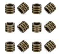 UNICRAFTALE 12Pcs Paracord Bead Stainless Steel Column Spacer Beads 10mm Diameter Metal Loose Bead Antique Bronze Grooved Tube Lanyard Beads for DIY European Bracelet Necklace Jewelry Making
