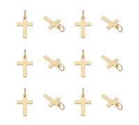 UNICRAFTALE 12Pcs Real 14K Gold Plated Cross Charms Golden Cross Pendants Heart Cross Charms Metal Pendants with Jump Ring for Easter Gifts DIY Bracelet Necklace Earrings Jewelry Making