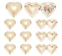 UNICRAFTALE 12Pcs Real 14K Gold Plated Locket Pendants Small Heart Photo Frame Charms Metal Memory Locket Charms Heart Picture Frame Bouquet Charm for DIY Jewelry Making