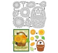UNICRAFTALE 12Pcs Sunflower Metal Cutting Dies Leaf Border Die Cut Flower 3D Embossing Stencils for Card Making DIY Scrapbooking Journal Decoration Paper Crafts 19x15cm