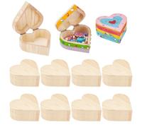 UNICRAFTALE 12Pcs Unfinished Wood Heart Box Unpainted DIY Storage Box 9.1x9.8x4.5cm Wooden Boxs with Hinged Lid Love Gift Boxs for DIY Valentine's Day Crafting Making