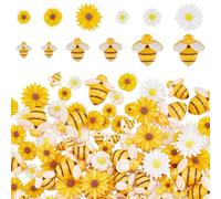UNICRAFTALE 135pcs 9 Styles Resin Bee Sunflower Decor Mini Daisy Flowers Craft Cabochons Embellishment Bead Charms Sunflower Bumble Bee for Crafts Party Decorations DIY Wreath Scrapbooking