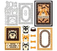 UNICRAFTALE 13Pcs Paw Prints Background Carbon Steel Cutting Dies Stencils Pets Dogs Cutting Dies for Card Making Corgi Embossing Paper Die Stencils for Scrapbooking Photo Album