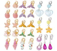 UNICRAFTALE 14 Pairs 14 Styles 304 Stainless Steel Clip-on Earring Non-Pierced Earrings Summer Theme Ears Ocean Starfish Sea Shells Clip-on Earring Enamel Dangle Earrings for Women Jewelry Gift