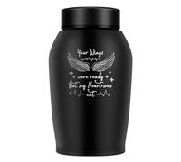 UNICRAFTALE 14cm Keepsake Urn Wing Pattern Black Column Pets Urn Mini Stainless Steel Cremation Urns Ash Holder Urns with Velvet Packing Bags Pet Memorial Ashes Holder for Human Pet Dog and Cat Ashes