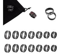 UNICRAFTALE 14Pcs 7 Sizes Ring Blanks Titanium Steel Grooved Finger Rings Set Electrophoresis Black Core Inlay Ring for Resin Empty Unisex Rings for Jewelry Making