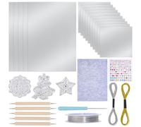 UNICRAFTALE 15 Sheets Silver Craft Foil Sheets for Embossing 0.2mm Thick Aluminum Embossing Kit with 5 Wooden Handle Tools Metal Wire Rhinestones Complete Silver Craft Foil Sheet for Card Making