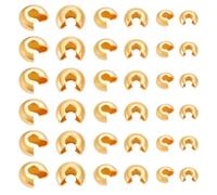 UNICRAFTALE 150Pcs Real 18K Gold Plated Crimps Bead Knot Covers 3 Sizes Half Round Open Crimp Beads Covers Open Crimp Beads Metal Crimps Beads Necklace Bead for DIY Bracelets Jewelry Makings