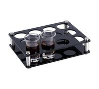 UNICRAFTALE 15cm Long 12 Shot Glass Tray Acrylic Glass Holder Wine Cup Serving Tray Organizer Black Display for Bar Party Family Gathering