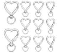 UNICRAFTALE 15Pcs 11x9mm Heart Shape Platinum Swivel Clasps for Keychain | Trigger Spring Buckle,Fashion Clips,Fits Purse,Fits Handbag,11x9mm Inner Hole