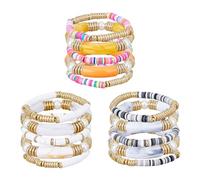 UNICRAFTALE 15Pcs 15 Styles Colorful Tube Bracelets Bamboo Bangle Bracelet Chunky Stackable Stretch Clay Beaded Bracelet Rainbow Polymer Clay Boho Bracelet Stylish Friendship Bracelets