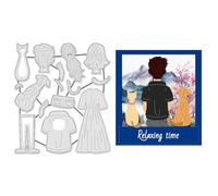 UNICRAFTALE 15Pcs Human Pet Metal Cutting Dies for Card Making Women Men Cat Dog Die Cuts Dress Clothes Embossing Stencils Template Mould for Scrapbooking Album Paper Card Decor DIY