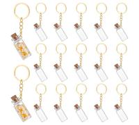 UNICRAFTALE 15Pcs Mini Glass Bottles 3ml Glass Vials with Corks Lids Clear Spell Jars with Metal Keychain Tiny Jars with Lids Message Potion Bottles for DIY Crafts Wedding Favors Party Home Decoration