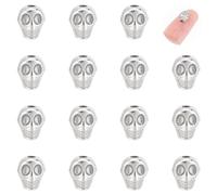 UNICRAFTALE 15Pcs Skull Beads Stainless Steel Skull Head Beads Spacer Beads European Beads Metal Beads for Halloween Decoration for DIY Necklace Bracelets Jewelry Making