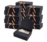 UNICRAFTALE 16 Pc Black Gift Boxes with Lids Cardboard Paper Gift Packing Boxes with Golden Ribbon Rectangle Luxury Black Gifts Box 27x22x8cm for Graduation Christmas Wedding Birthday Party