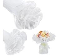 UNICRAFTALE 16 Yards 2 Colors Flower Wrapping Mesh Paper Wrinkled Flowers Bouquet Packaging Wrinkled Translucent Mesh Florist Supplies 27.5x0.3cm for Valentine's Day Christmas Day