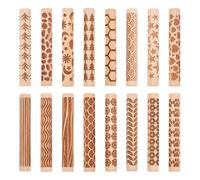 UNICRAFTALE 16Pcs 16 Styles Wooden Clay Texture Rollers Set for Pottery Ceramics Potters Stamp Roller Tools Modeling Pattern Rollers Kit 10.2cm Textured Rolling Pins for DIY Handmade Art Supplies