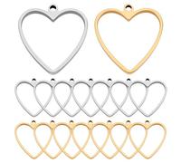 UNICRAFTALE 16Pcs 2 Colors Heart Open Back Bezel Pendants 31.5mm Long Stainless Steel Ring Frame Pendants Resin Pressed Flower Blank Charms for Uv Resin Pressed Flower Crafts DIY Jewelry Making