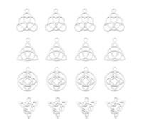 UNICRAFTALE 16Pcs 4 Styles Trinity Knot Charm Stainless Steel Charms Flower Triangle Charms Triquetra Hollow Charms Findings for Women DIY Earring Necklace Jewelry Making