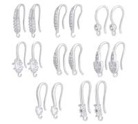 UNICRAFTALE 16pcs 8 Styles Ear Hooks Brass French Hooks Rhinestone Ear Wires Crystal Dangle Finding Hook with Loops for Jewelry Making DIY Earring Findings