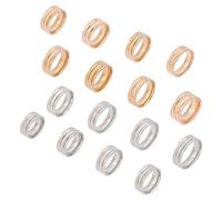 UNICRAFTALE 16pcs Blank Core Ring - 8 Sizes, 2 Colors Titanium Steel Double Grooved Round Blank Inlay Handmade Ring - Jewelry Making Gift