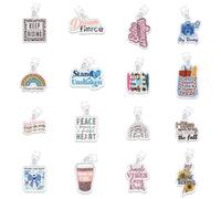 UNICRAFTALE 16pcs Faith Theme Kindle Charms Acrylic Mixed Shapes Dust Plug Decor with Type C Compatible E-Reader Dust Plug Charm for Kindle Decorating Accessories Book Lover Readers