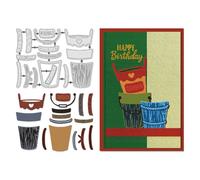 UNICRAFTALE 16pcs Flowerpot Metal Cutting Dies Reusable Bucket Theme Embossing Cut Stencils Background Stencils Dies for Card Making DIY Crafts Scrapbooking Christmas Day Decoration