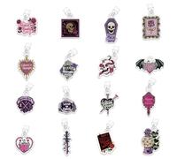 UNICRAFTALE 16pcs Gothic Romantic Theme Charms Acrylic Mixed Shapes Dust Plug Decor with Type C Compatible E-Reader Dust Plug Charm for Decorating Accessories Book Lover Readers
