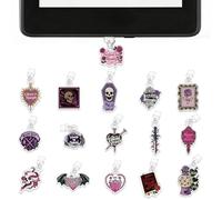 UNICRAFTALE 16pcs Gothic Romantic Theme Kindle Charms Acrylic Mixed Shapes Dust Plug Decor with Type C Compatible E-Reader Dust Plug Charm for Kindle Decorating Accessories Book Lover Readers