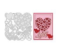 UNICRAFTALE 16Pcs Love-Themed Background Cutting Dies for Card Making Reusable Carbon Valentine's Day Theme Embossing Stencils Template Die Cut for DIY Scrapbooking Album Craft Decor 14.5x14.5cm