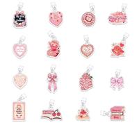 UNICRAFTALE 16pcs Pink Princesses Charms Acrylic Mixed Shapes Dust Plug Decor with Type C Compatible E-Reader Dust Plug Charm for Decorating Accessories Book Lover Readers 30x20x3mm