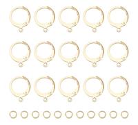 UNICRAFTALE 16pcs Real 24K Gold Plated Leverback Earrings Huggie Hoop Earring Metal LeverBack Earring Hook Round Ears Hooks with Jump Rings for Earrings Jewelry Making