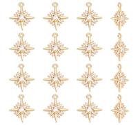 UNICRAFTALE 16Pcs Star Charms Real 18K Gold Plated Crystal Rhinestone North Star Charms Rhinestone Earring Dangle Charm Metal Bracelet Mkaing Charm for Necklace Jewelry Making