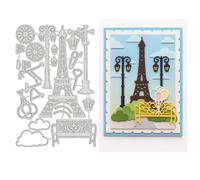 UNICRAFTALE 17Pcs Paris Tower Carbon Steel Cutting Dies Stencils Streetlight Pylon Die Cut Embossing Stencils for Card Making DIY Scrapbooking Photo Album Journal Decoration Crafts
