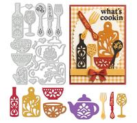 UNICRAFTALE 17Pcs Tableware Carbon Steel Cutting Dies Stencils Dinner Service Die Cut Embossing Stencils for Card Making DIY Scrapbooking Photo Album Journal Decoration Crafts