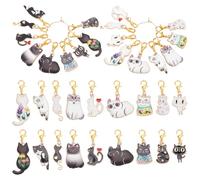 UNICRAFTALE 18Pcs 18 Styles Stitch Markers for Knitting Crochet Cat Enamel Cute Charms Removable Locking Stitch Markers with Lobster Claw Clasps for Knitting Weaving Sewing Quilting Jewelry