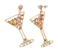 UNICRAFTALE 1Pair Rhinestone Champagne Wine Glass Earring Goblet Colorful Shining Stud Earring Long Martini Glass Drapling Earrings for Wedding Holiday Jewelry Gifts