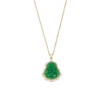 UNICRAFTALE 1Pc Crystal Rhinestone Laughing Buddha Pendant Necklaces for Summer Men Women Green Maitreya Stainless Steel Necklaces Jade Buddha Guanyin Crystal Chain Lucky Amulet Jewelry Gift