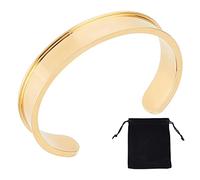 UNICRAFTALE 1pc Gold Plated Cuff Bracelet Stainless Steel Grooved Bangles Blank Bracelet for Inlay 50-60mm Adjustable Empty Open Bangles for Jewelry Making