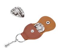 UNICRAFTALE 1pc Guitar Picks Gifts Stainless Steel Guitar Pick Keychain with PU Leather Case Music Notes Plectrum Guitar Set Graduates Christmas Valentines Gifts for Guitar Player Musician Lover