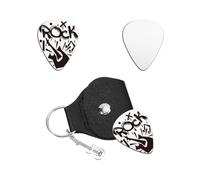 UNICRAFTALE 1pc Guitar Picks Gifts Stainless Steel Guitar Picks Rock Plectrum Guitars Set with Black PU Leather Case Graffiti Plectrum Guitar Accessories for Music Lovers