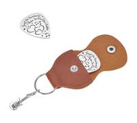 UNICRAFTALE 1pc Guitar Picks Inspirational Gifts heart musical note Stainless Steel Guitar Pick Keychain with PU Leather Case Plectrum Guitar Set Guitar Pick Gift Birthday Valentines Gifts