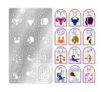 UNICRAFTALE 1Pcs 12 Constellations Metal Stencil 12 Zodiac Signs Stencils Stainless Steel Horoscope Sign Template Stencil Reusable Stencil for Painting On Wall Canvas Wood Craft Furniture Paper