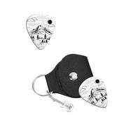 UNICRAFTALE 1pcs Guitar Picks Gifts Stainless Steel Guitar Picks Simple Peak Pick Personalized Plectrum with PU Leather Case Mountain Accessories for Musician Player Birthday