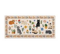 UNICRAFTALE 1pcs Light Color Cat and Plant Welcome Mat 50 * 120cm Cat Door Mat Holiday Beach House Polyester Front Door Indoor Outdoor Entryway Rug