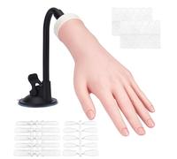 UNICRAFTALE 1Pcs PeachPuff Plastic Display Hand 262mm Nail Art Left Hand Jewelry Display Acrylic Practice Model With 4 Replaceable Nail Plates Real Ratio Size Foldable Stand for Desk Craft Fair